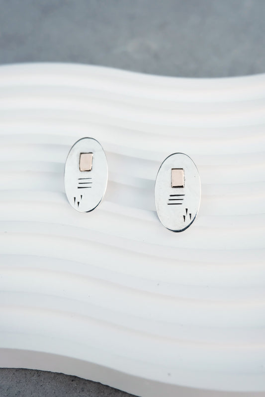 Vintage Sterling Silver Geometric Etched Earrings