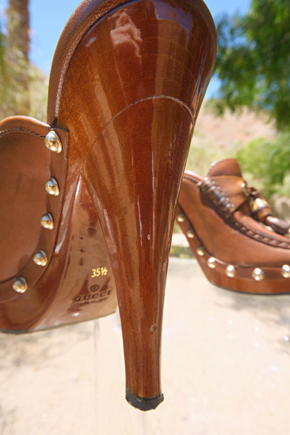 Vintage Tom Ford for Gucci Loafer Style Studded Clog Heels