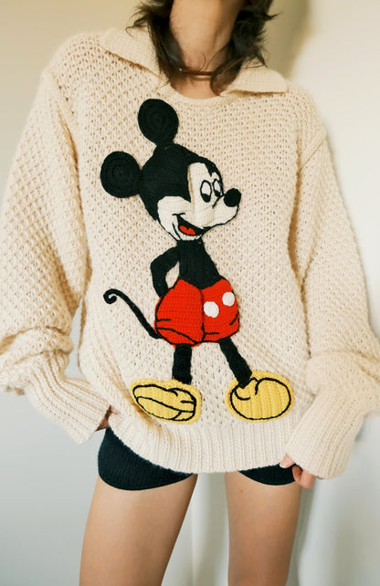 Gucci x Disney Mickey Mouse Embroidered Wool Crochet Pullover Sweater