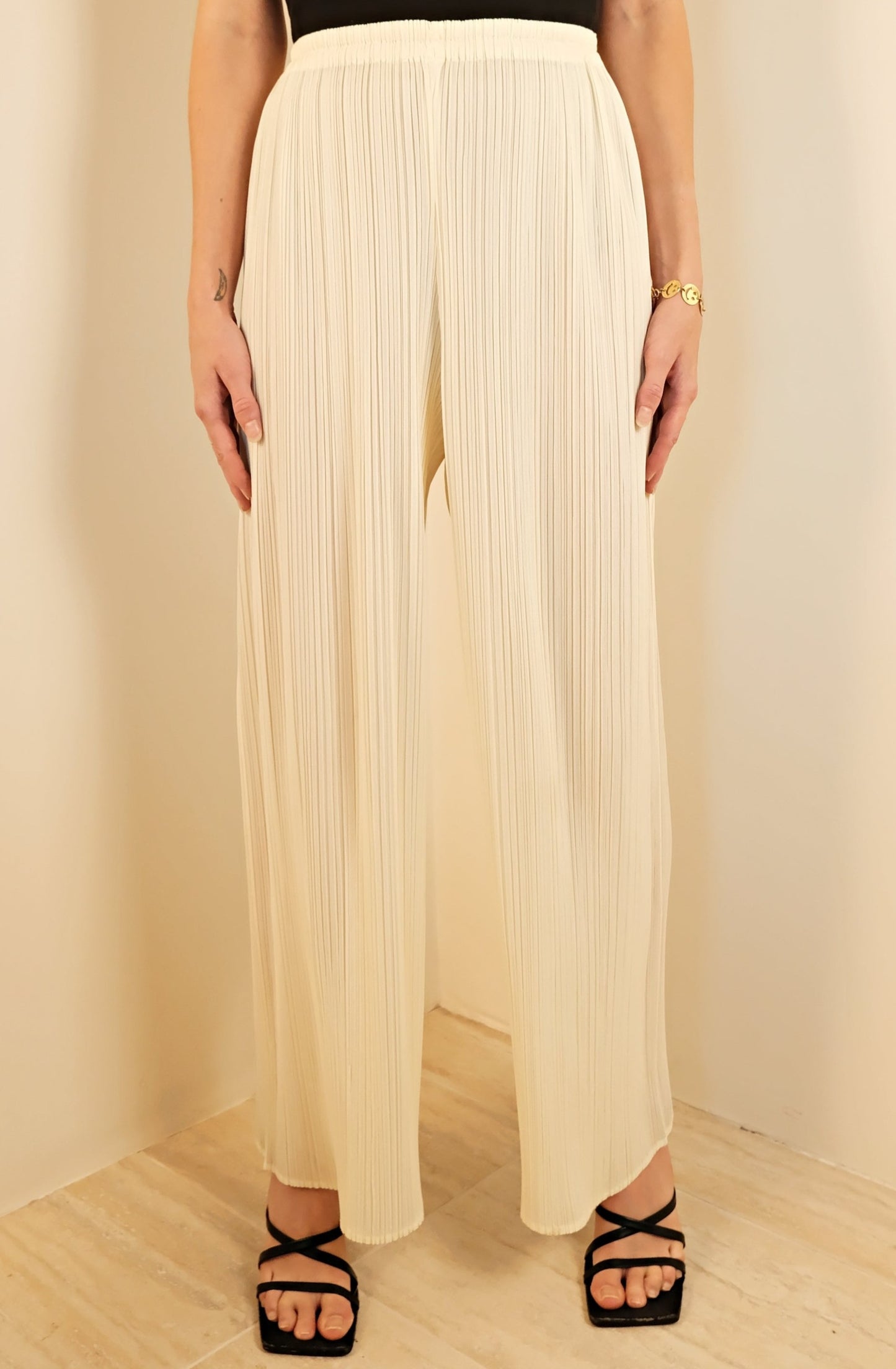 Pleats Please Flowy Cream Pants