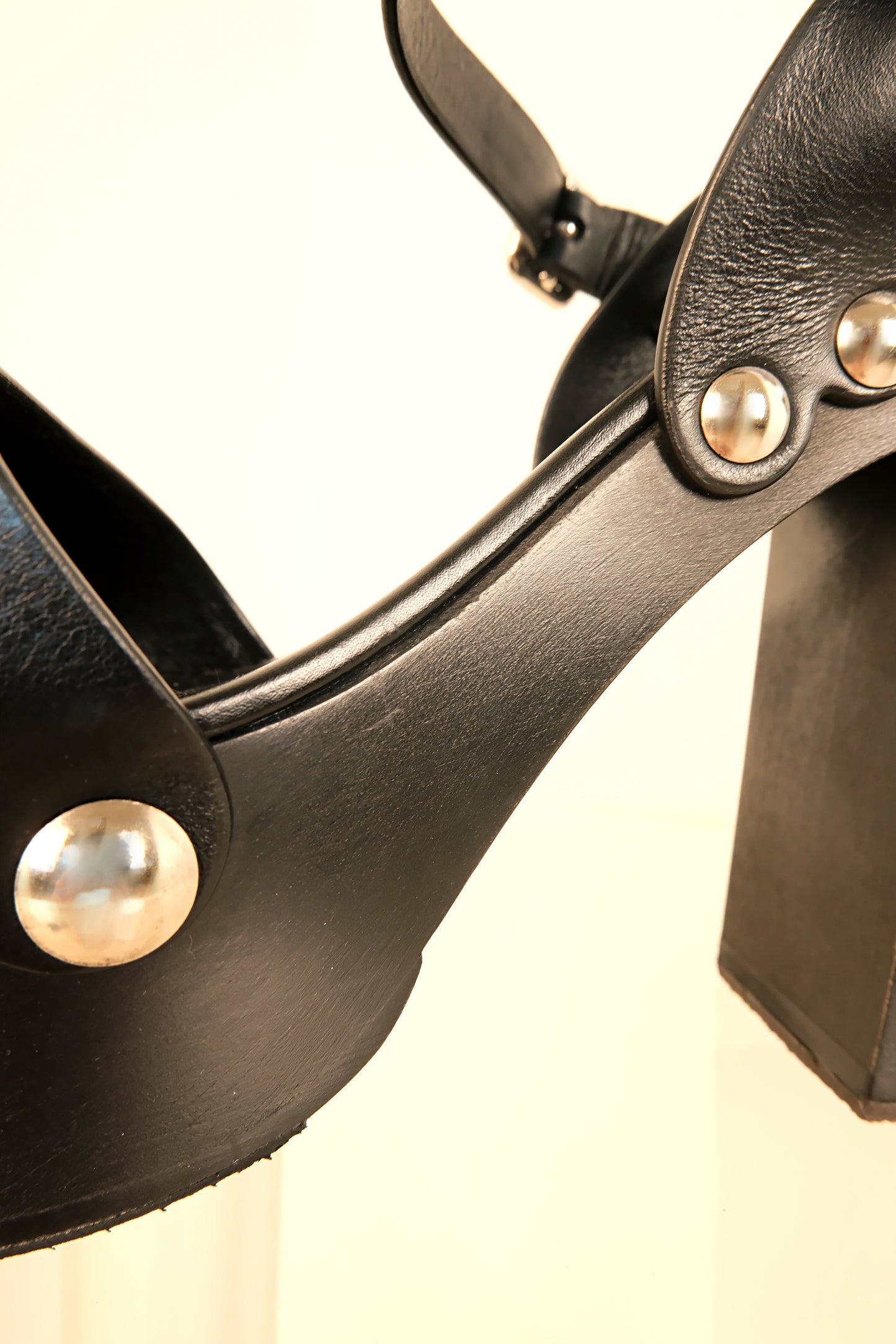 Black Platform Wooden Stud Embellished Sandals