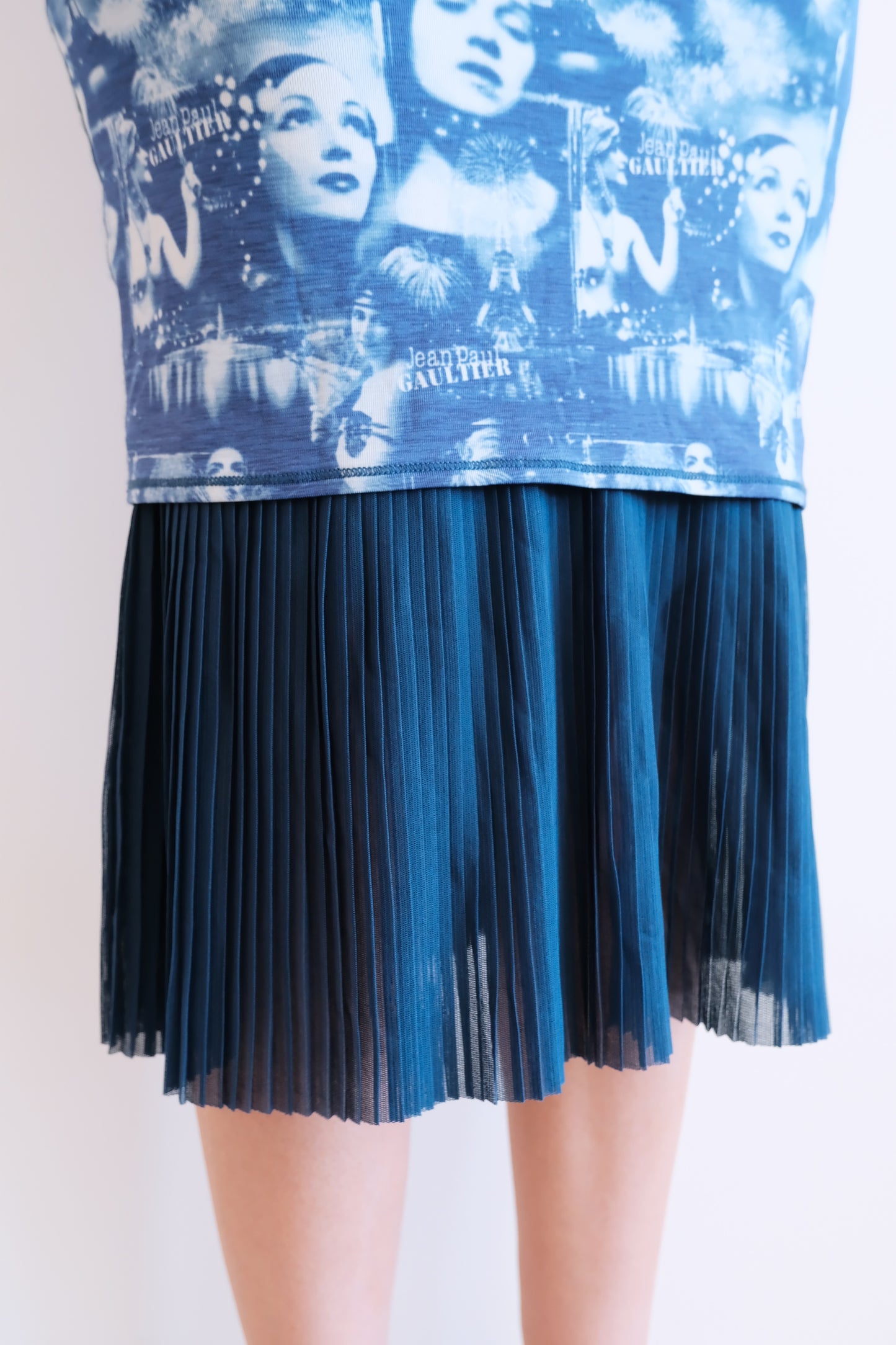 Jean Paul Gaultier Vintage Parisian Print Pleated Hem Skirt