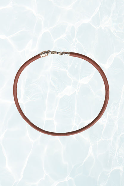 Brown Leather Cord Choker Necklace