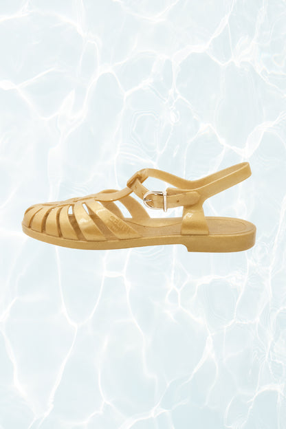 SS 2020 Gold Glitter PVC Jelly Fisherman Sandals