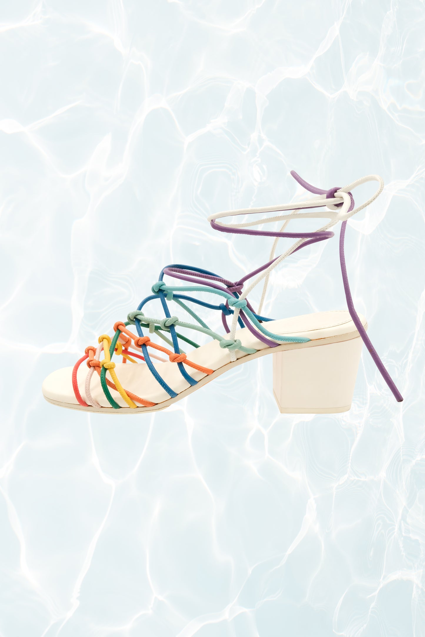 Rainbow Woven Leather Lace Sandals