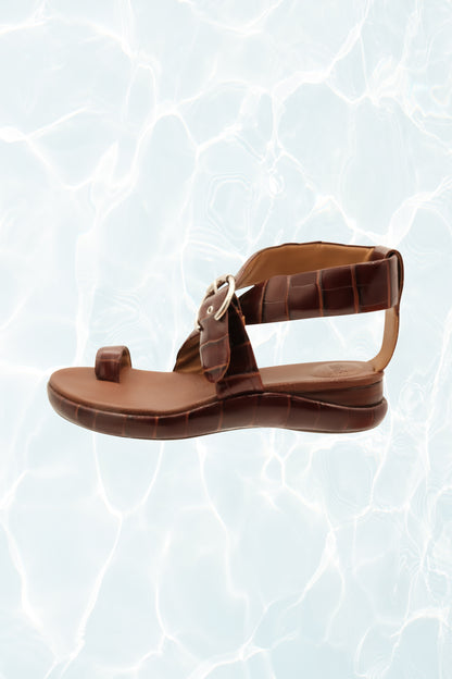 Croc Embossed Patent Leather Sandals