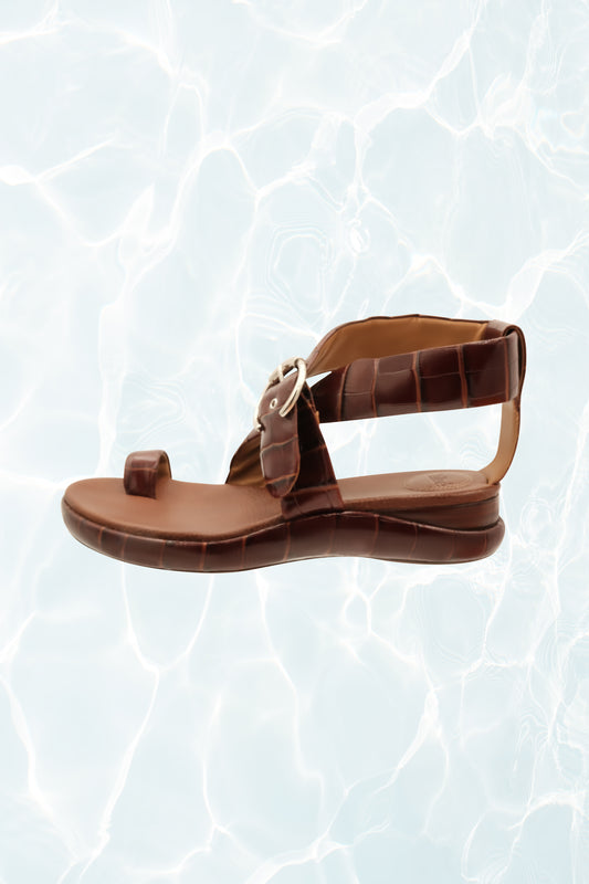 Croc Embossed Patent Leather Sandals