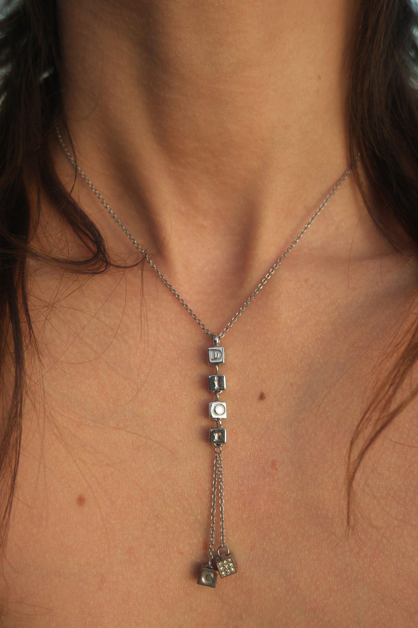 Crystal Cube Lavalier Necklace