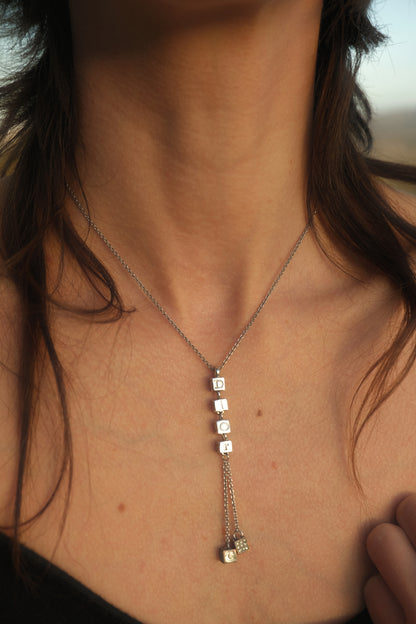 Crystal Cube Lavalier Necklace