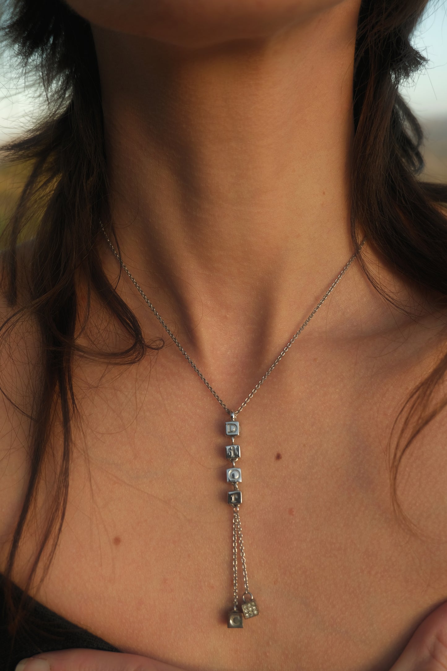 Crystal Cube Lavalier Necklace