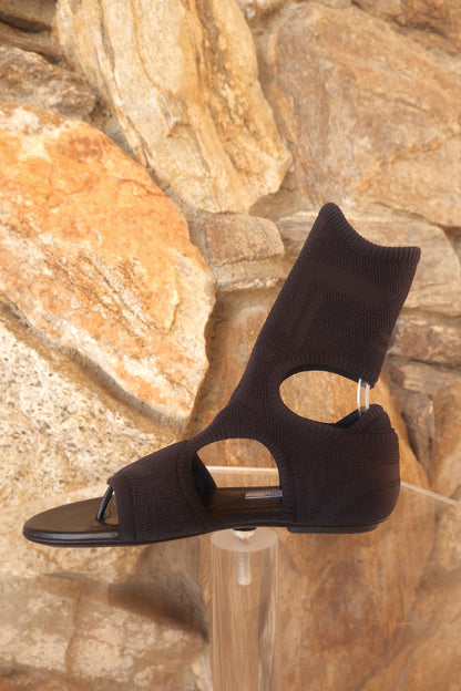 Stretch Knit Gladiator Sock Sandal Flats