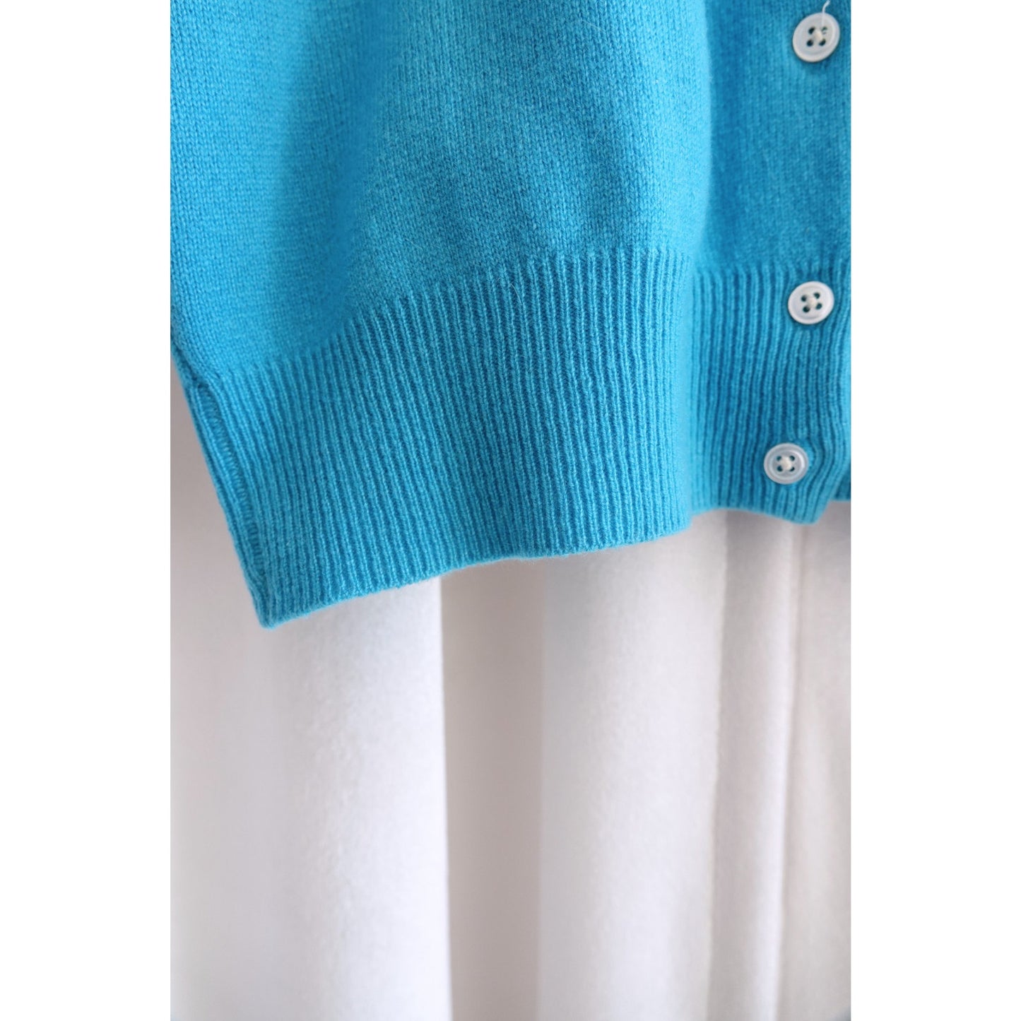 Purple Label 2000s Capri Blue Cashmere Short-Sleeve Cardigan