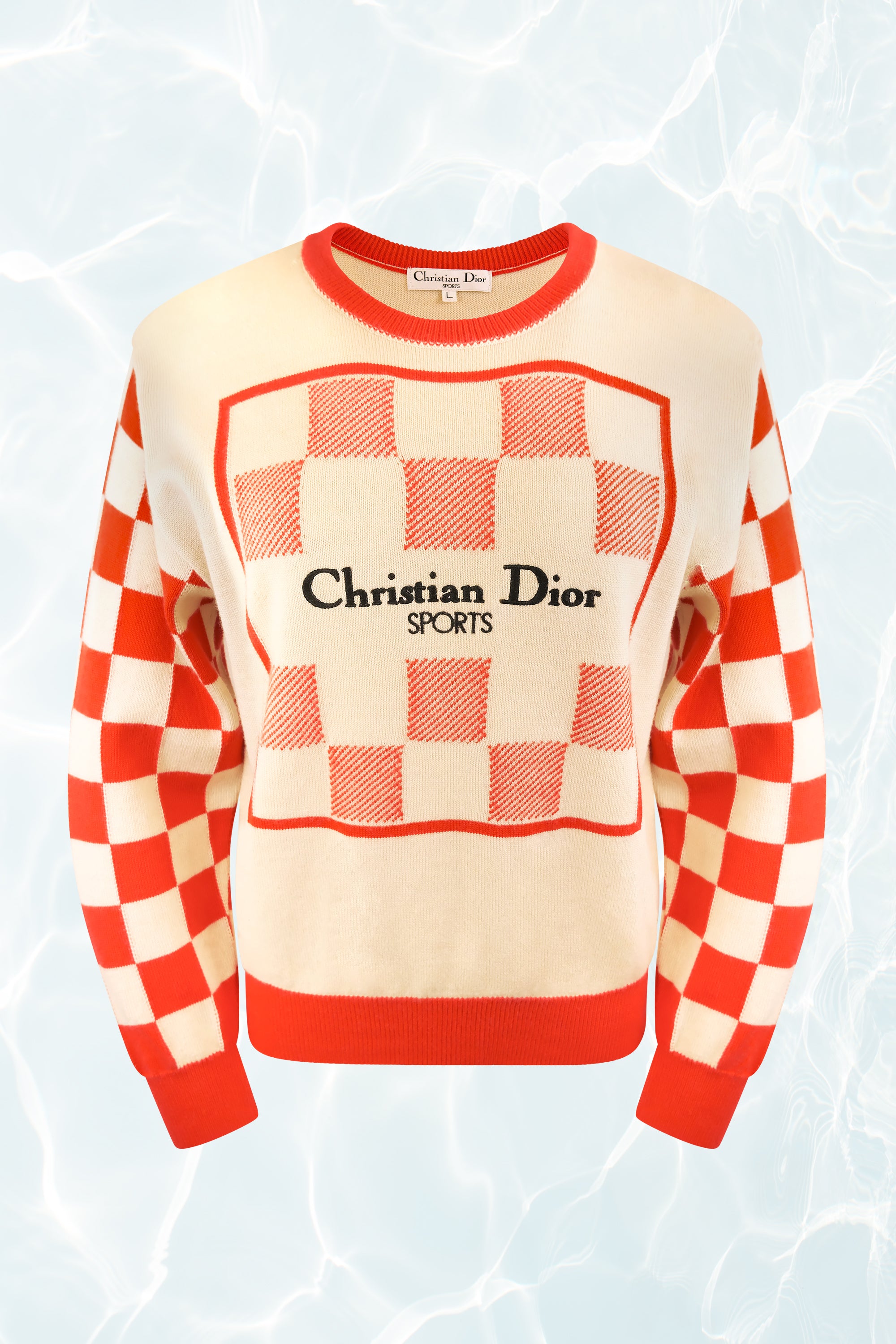 Christian Dior CD Sports Vintage 1980s Logo Check Print Sweater