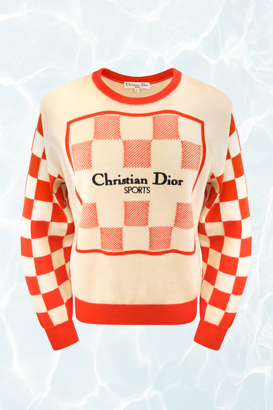 CD Sports Vintage 1980s Logo Check Print Sweater