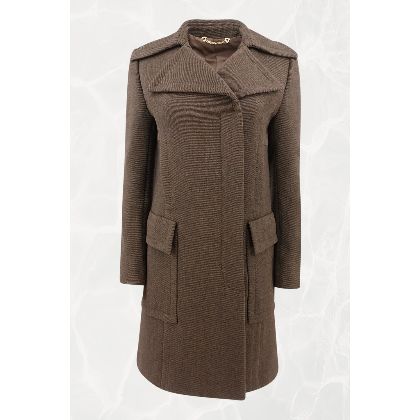 Tom Ford for Gucci FW1996 Architectural Twill Coat, Gold G Oversized Hardware