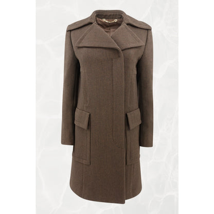 Tom Ford for Gucci FW1996 Architectural Twill Coat, Gold G Oversized Hardware