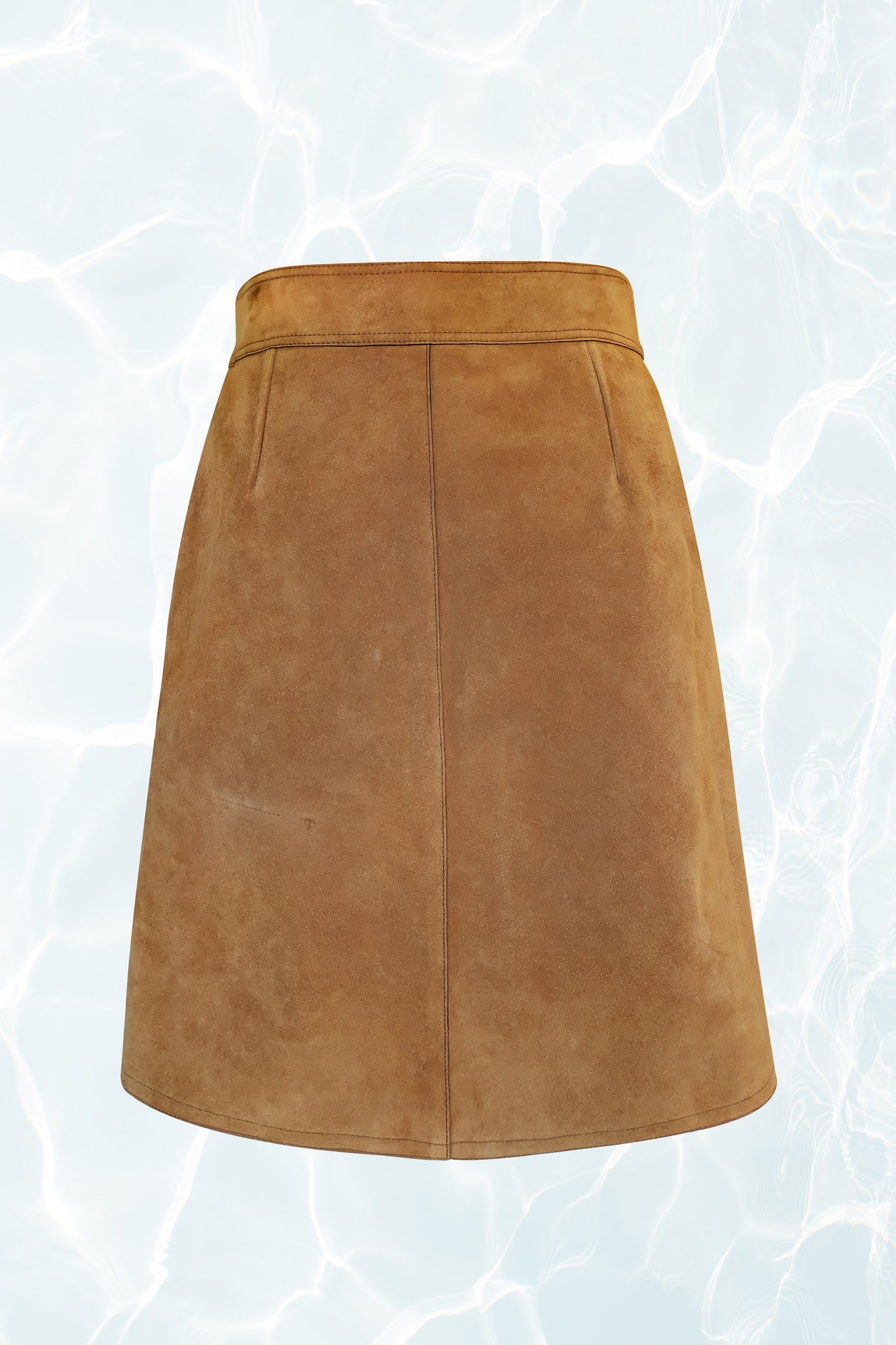 SS15 Brown Suede Skirt with Gold Button Down Front