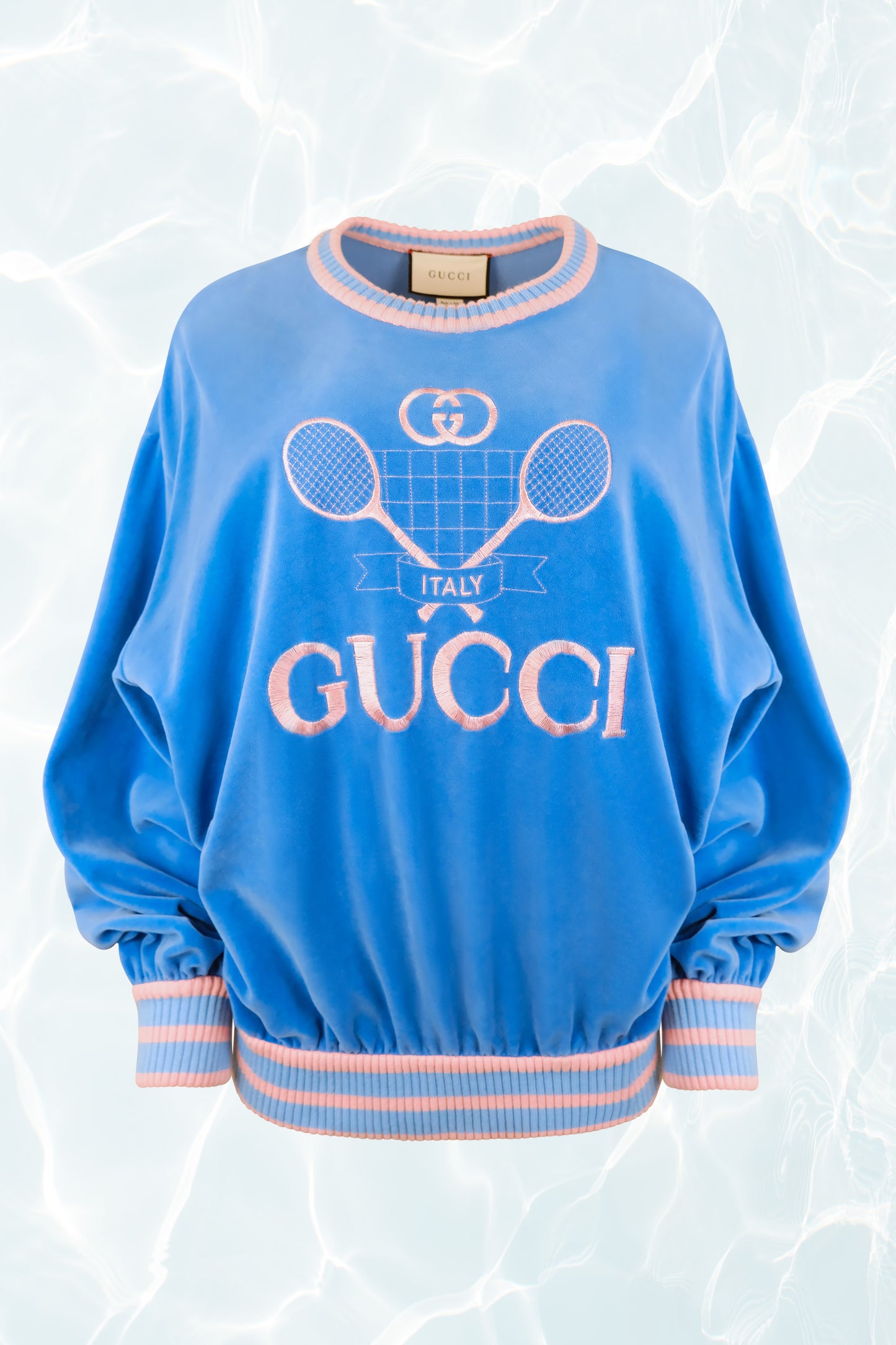 2019 GG Logo Embroidered Velour Tennis Jumper