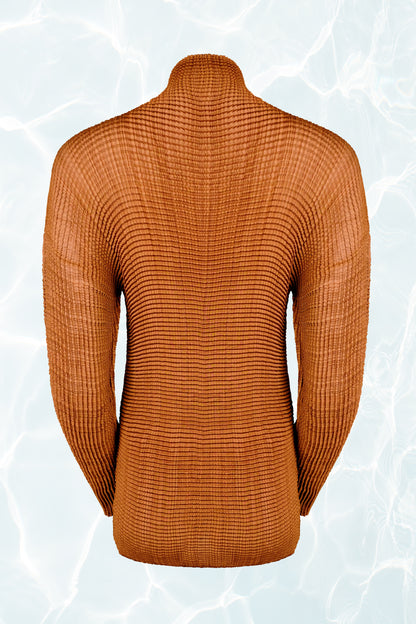 Pleated Copper Turtleneck Tunic