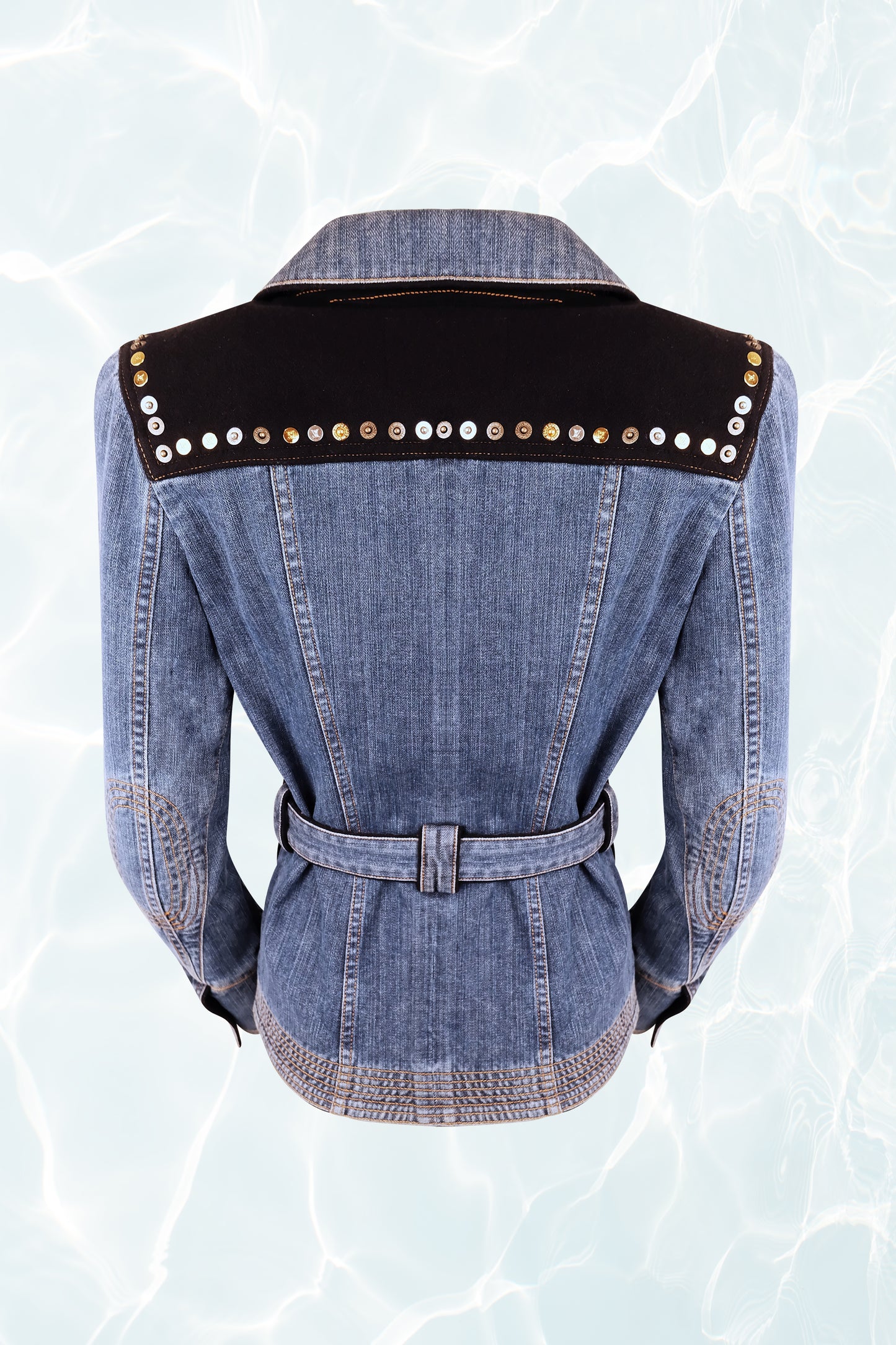 Vintage Traveling Requisites Western Belted Denim Jacket