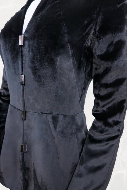 Thierry Mugler Couture velvet jacket, front closure detail -- Disco Palma