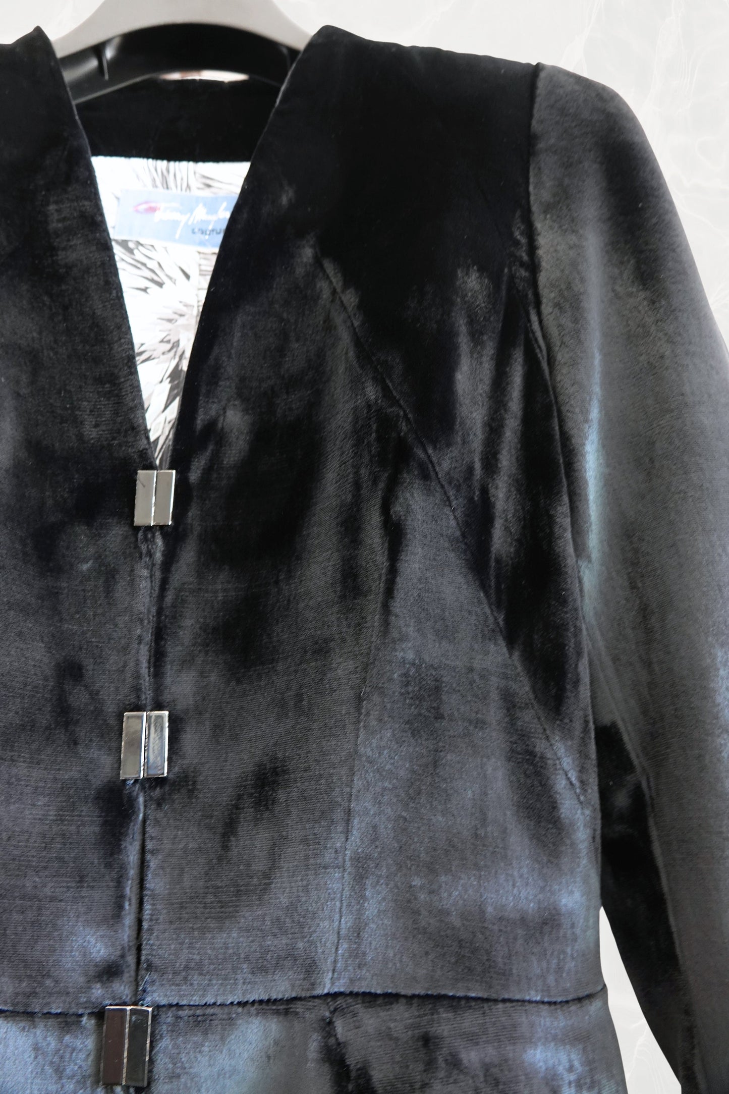 Thierry Mugler Couture velvet jacket, front on hanger -- Disco Palma