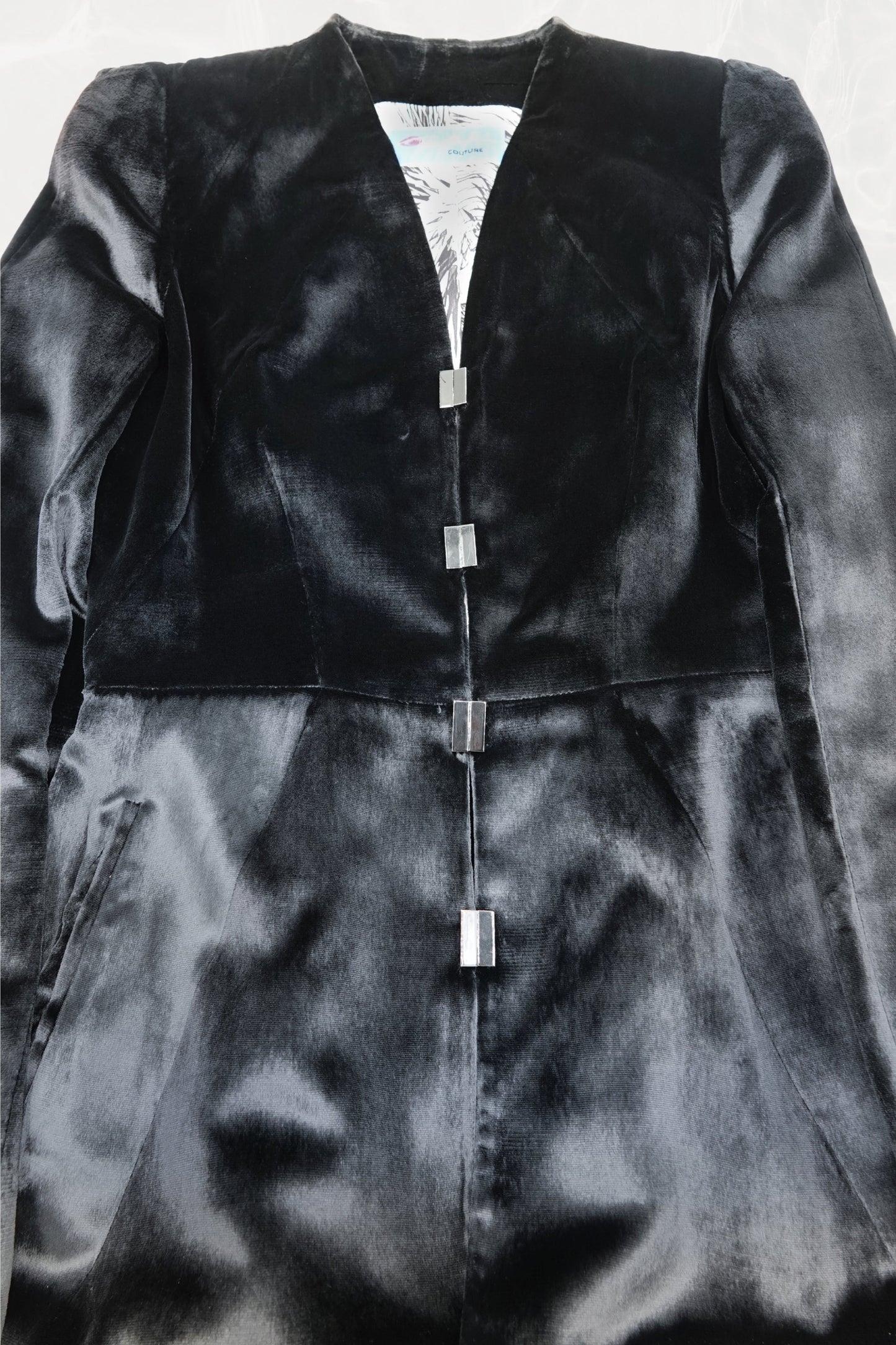 Thierry Mugler Couture velvet jacket, flat lay front -- Disco Palma
