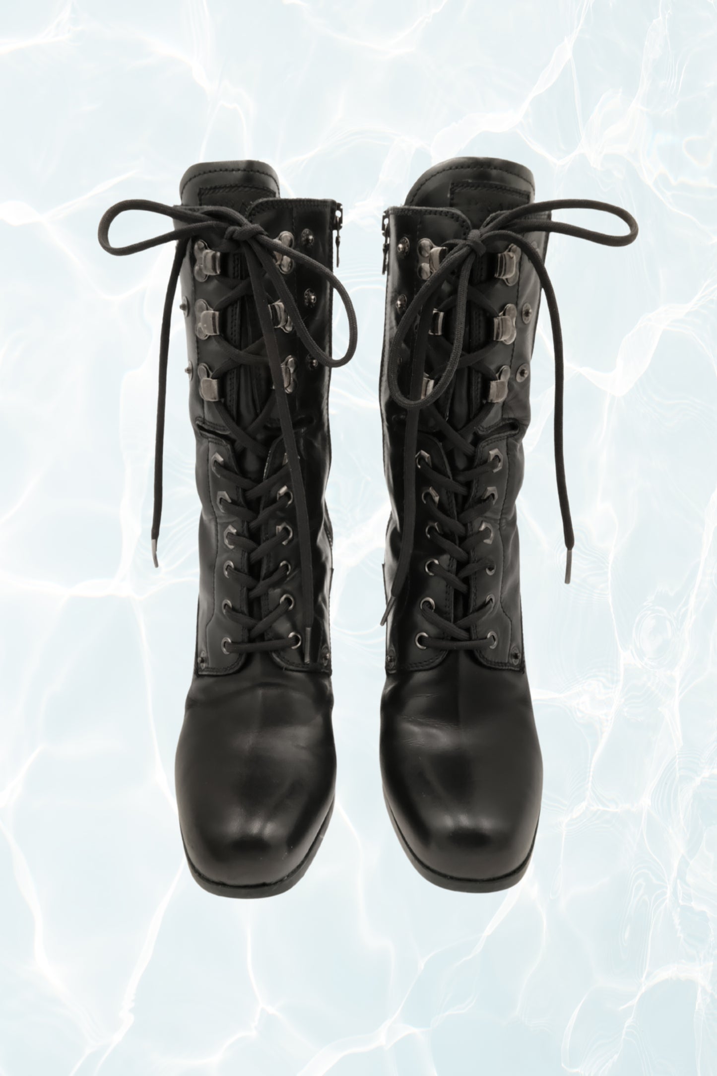 Leather Lace Up Combat Booties