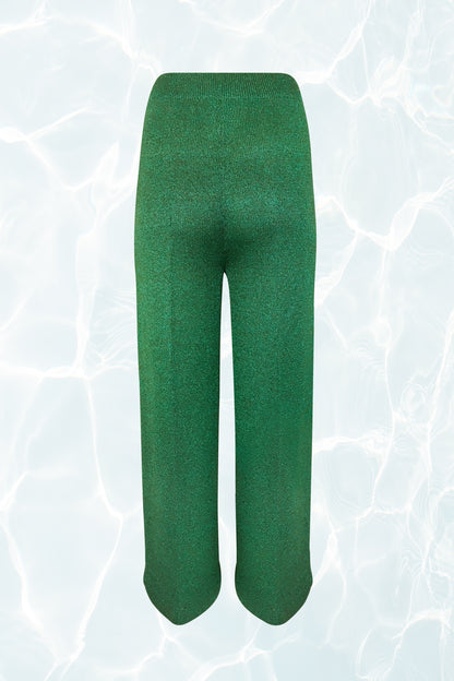 Vintage Emerald Green Metallic Knit Trousers