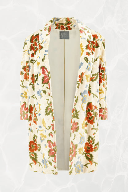 Vintage Late 1960s Floral Chenille Tapestry Coat