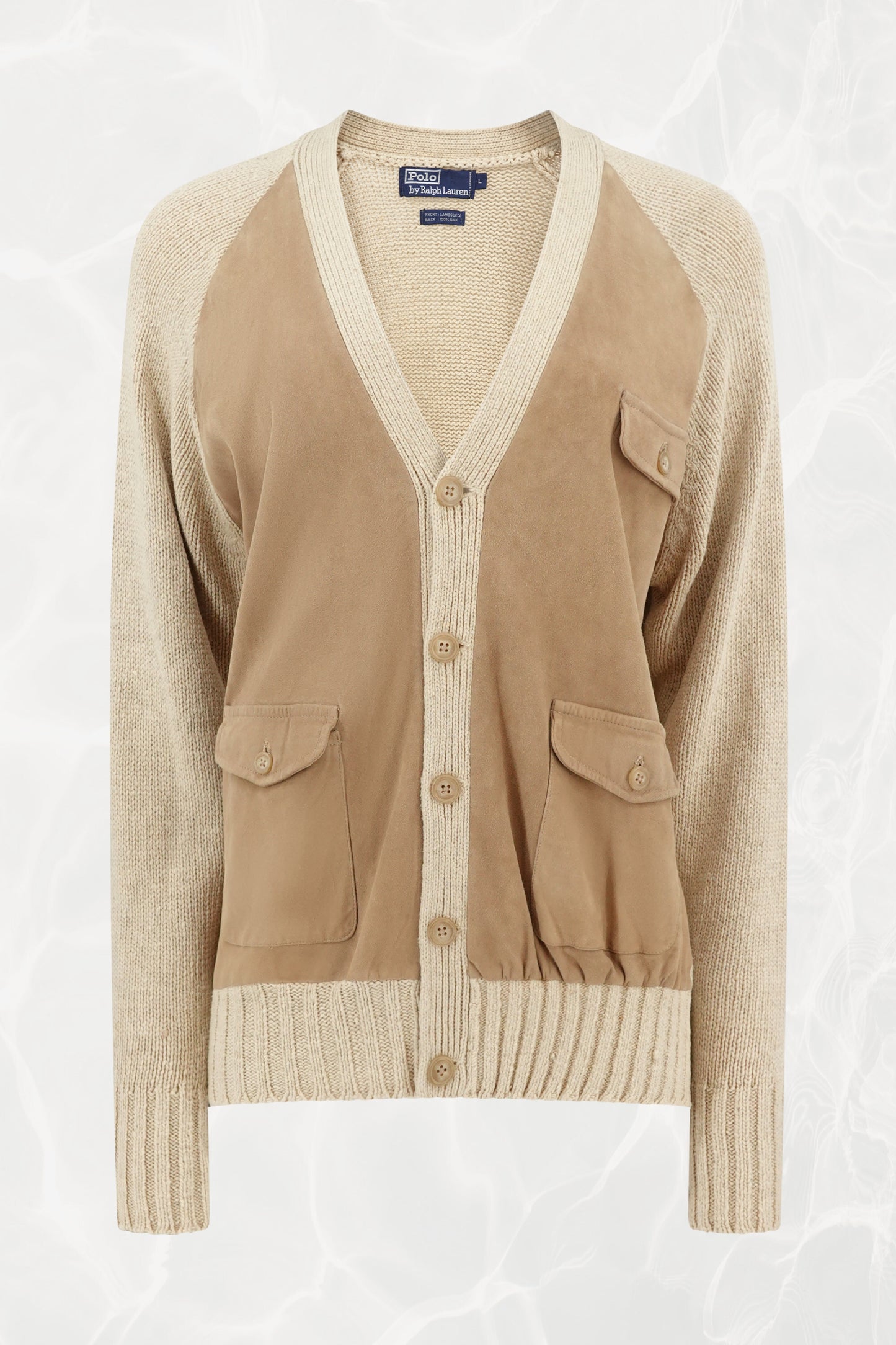 Vintage Polo Unisex 1989 Lambsuede & Silk Knit Cardigan