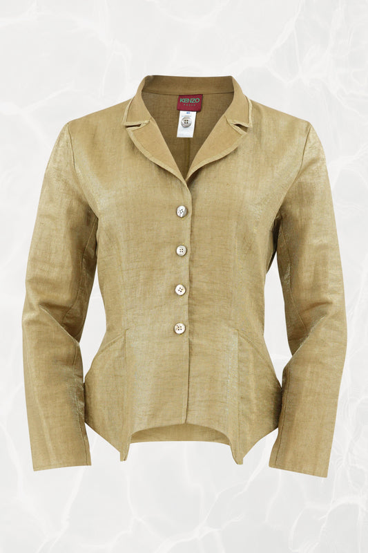 Vintage 1990s Gold Metallic Linen Jacket