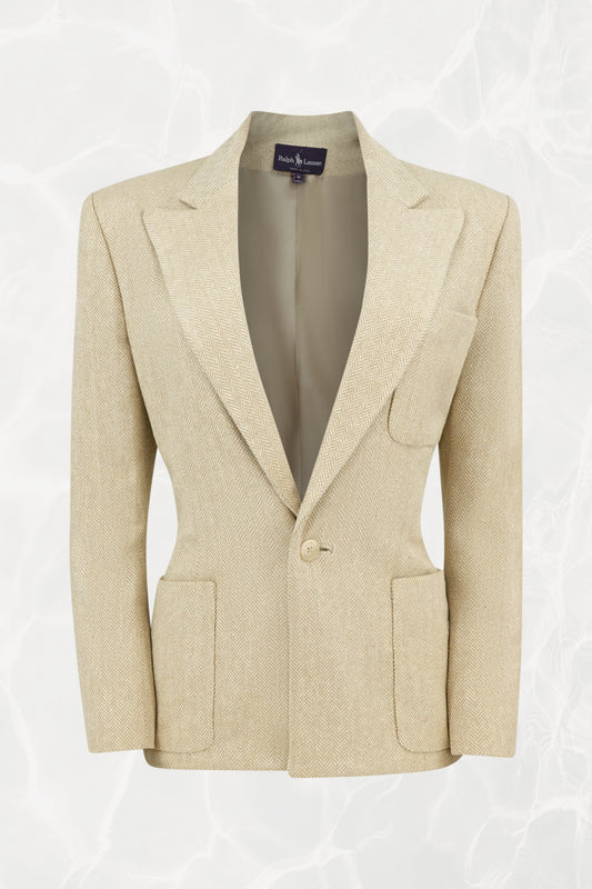 Vintage 1990s 100% Silk Herringbone Blazer
