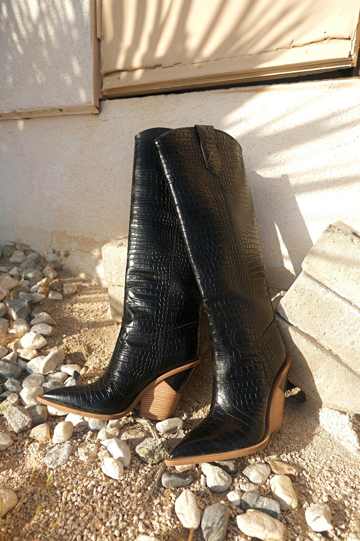 AW 2018 Croc Embossed Leather Knee High s Boots